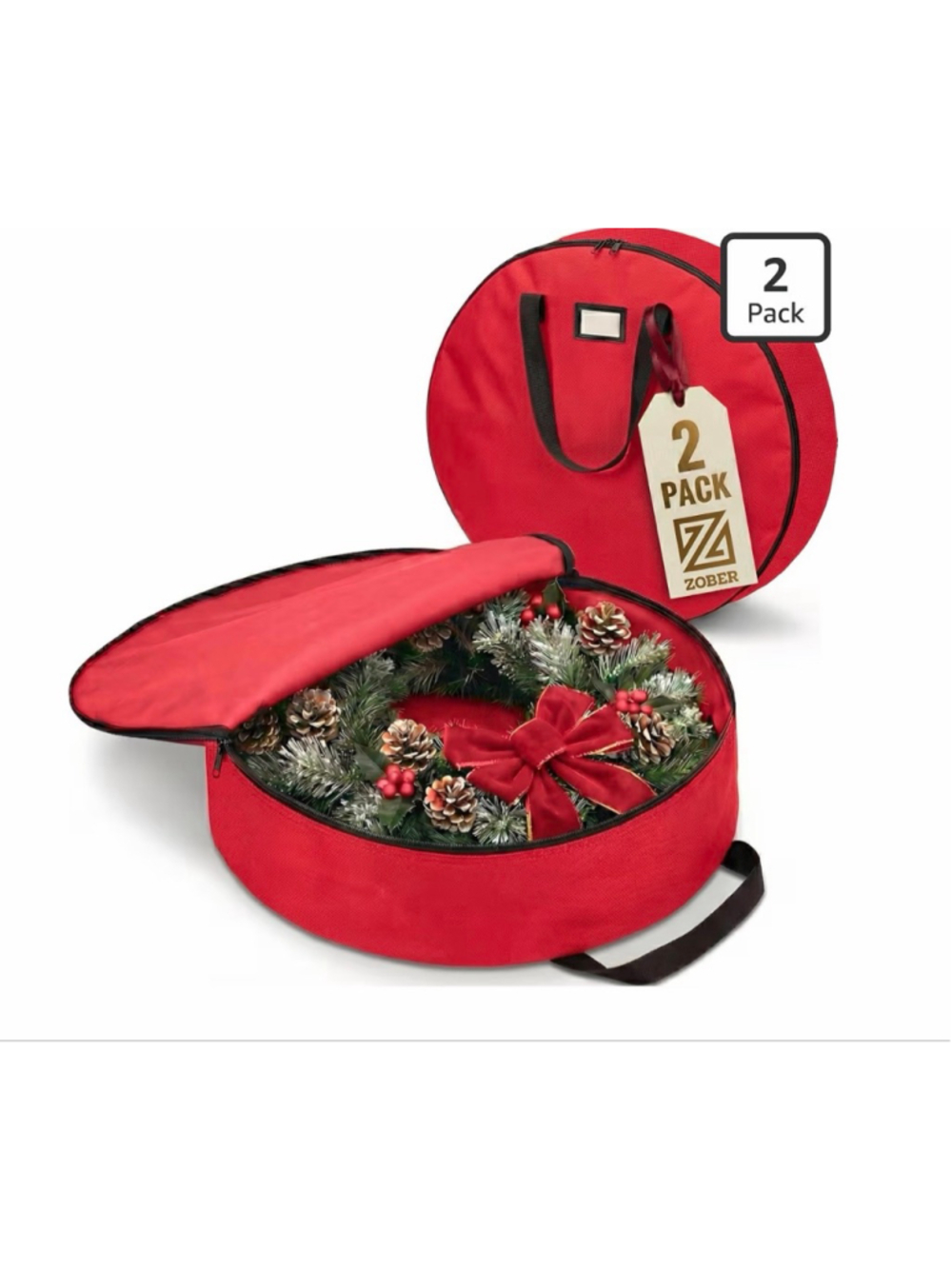 NEW 2 Pack Oxford Christmas Wreath Storage Container 36” Bag